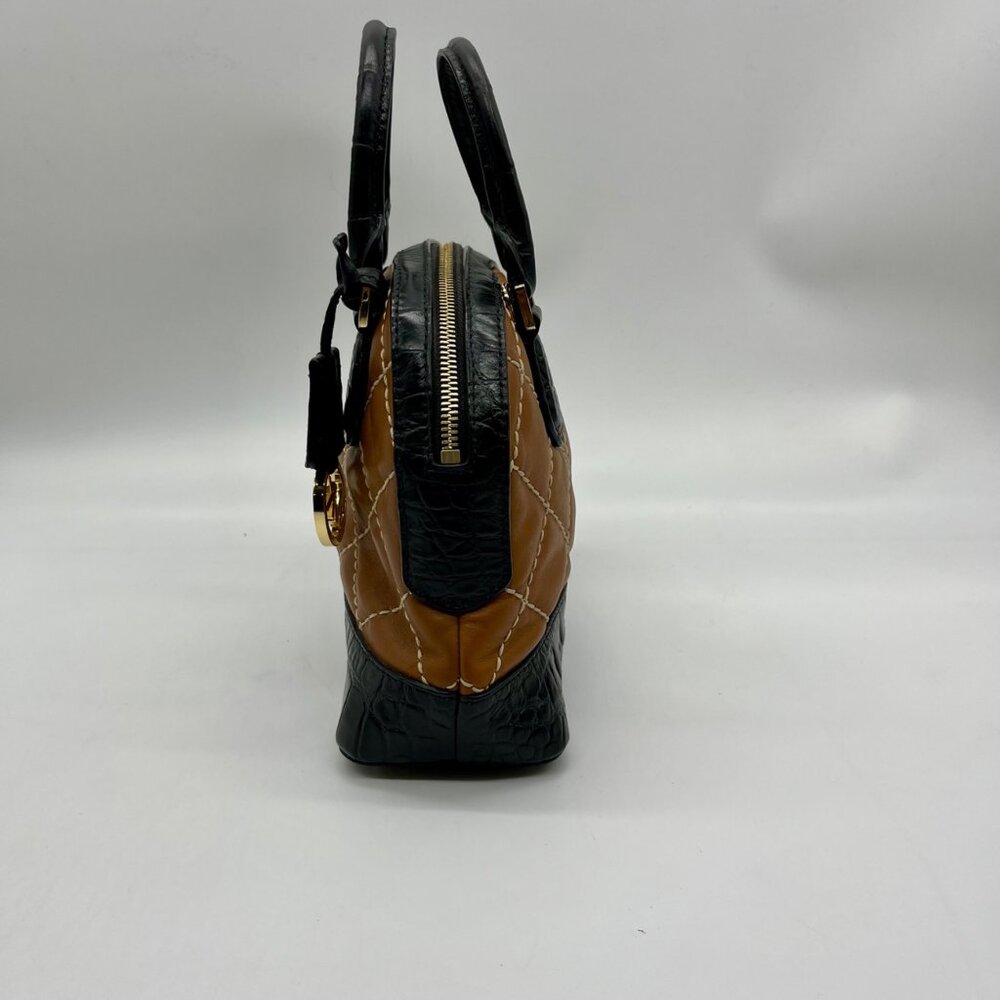 Michael Kors Brown Leather Smythe Dome Satchel Bag - Picture 4 of 11